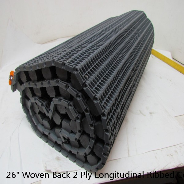 26" Woven Back 2 Ply Longitudinal Ribbed Conveyor Belt 0.103"T 2 Pcs. 40" 95"