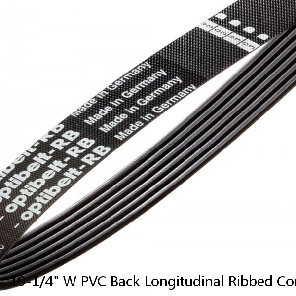 19-1/4" W PVC Back Longitudinal Ribbed Conveyor Belt 12'3" #1 image