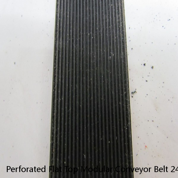 Perforated Flat Top Modular Conveyor Belt 24"x11'-3" Length Ribbed/Flights #1 image