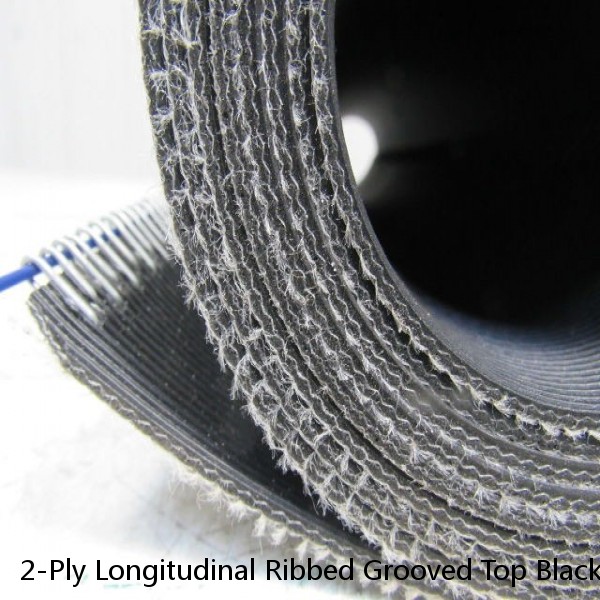 2-Ply Longitudinal Ribbed Grooved Top Black Rubber Conveyor Belt 32"x9' Long #1 image